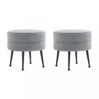 Bailey Mid-Century Modern Upholstered Accent Ottoman in Gray - Set of 2 