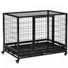 Pawhut Heavy Duty Dog Crate Cage For Large Dogs Cats With Two Doors, Lockable Wheels, Removable Tray, 43\" X 30\" X 34.5''