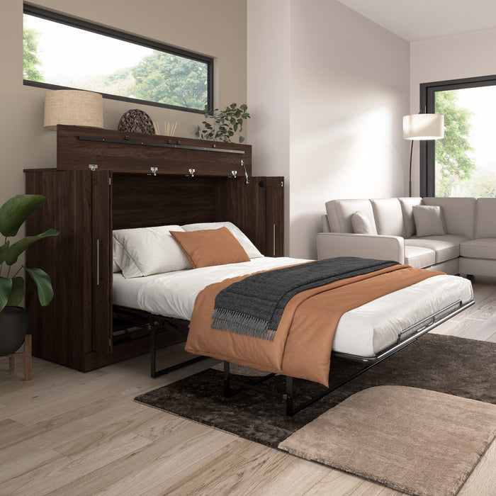 Bestar Pur 69 W Full Cabinet Bed with Mattress - Black Walnut