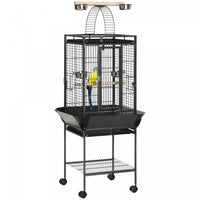 Pawhut 61.5 Inch Bird Cage Parakeet House For Cockatiel With Stand, Pull Out Tray, Play Top, Storage
