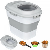 Pawhut Dog Food Storage Container, 11-55lb Collapsible Foldable Pet Cat Dog Food Storage Bin With Ai