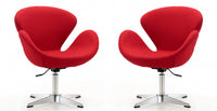 Raspberry Modern Upholstered Swivel Lounge Chair in Red - Set of 2 Accent Chair 