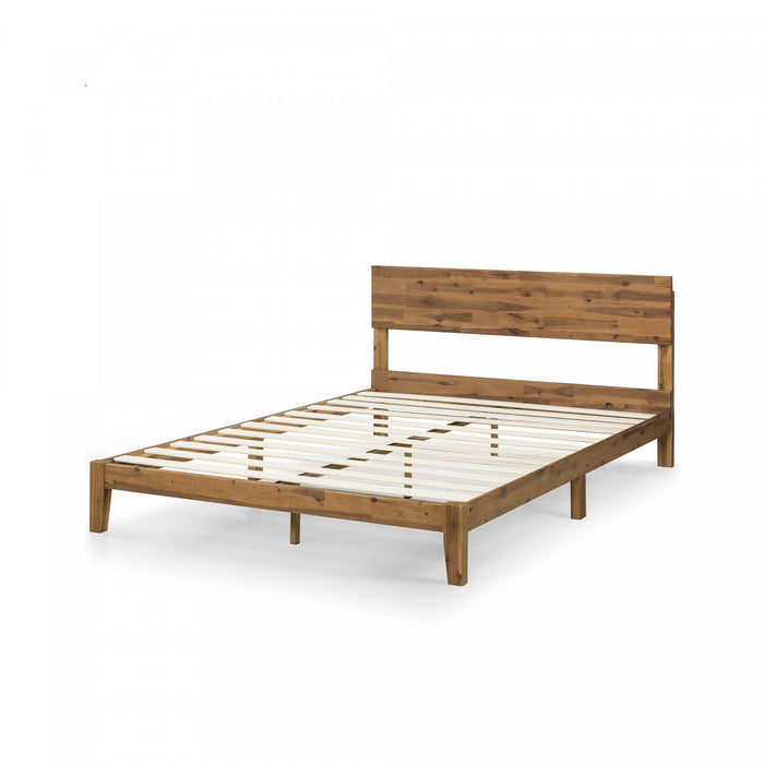 Julia Wood Platform Bed with Headboard - Queen Size