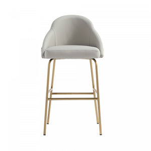 Gracie Modern Metal Upholstered Barstool in Stone Gray and Gold Bar Stool