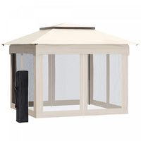 11'x11' Pop Up Canopy 2-tier Soft Top Gazebo W/ Mesh Netting, Cream White