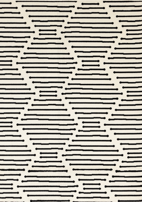 Forte Black White Stripes Area Rug - 4'7\" x 6'7\"
