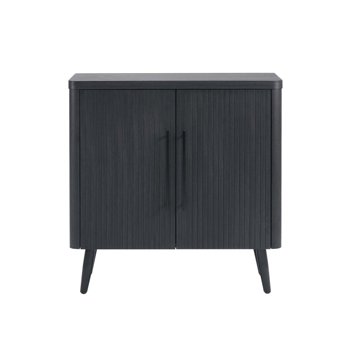 Jodie Mid-Century Modern 31\" Fluted Accent Cabinet in Charcoal Gray