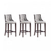 Fifth Avenue Traditional Wood Upholstered Barstool in Light Gray - Set of 3