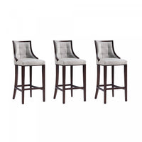 Fifth Avenue Traditional Wood Upholstered Barstool in Light Gray - Set of 3
