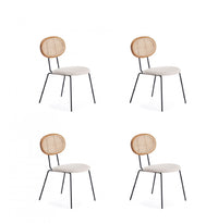 Jardin Industry Chic Cane Back Upholstered Dining Chair in Oatmeal and Natural - Set of 4