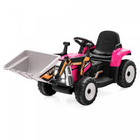 Costway Kids Ride On Excavator Digger 12v Electric Tractor Rc W/ Digging Bucket Pink