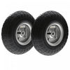 Outsunny Set of 2 Pneumatic Dolly Wheels, 10" Wheels for Cart with 3.5" Axle Bore Hole Bearings, for Barn Carts, Hose Carts, Garden Carts, Sack Trucks, Black