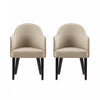 Hillman Modern Vegan Leather and Velvet Wood Armchair in Sand - Set of 2