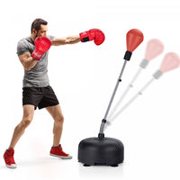 Costway Freestanding Punching Bag With Stand Boxing Gloves For Adult Kids Adjustable Red