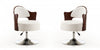 Bopper Modern Vegan Leather Swivel Lounge Chair in White - Set of 2