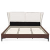 Ava Teddy Fleece Platform Bed with Wingback Headboard and Faux Upholstered, King Size, White King Bed