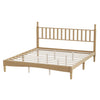 Oliver Retro Wood Platform Bed with Gourd Shaped Headboard and Sturdy Wooden Slat Support,King Size,Natural King Bed