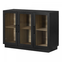 Arum Contemporary 3-Door Dining Room Buffet with doors Black Oak and Natural Ash - South Shore Kitchen Storage 