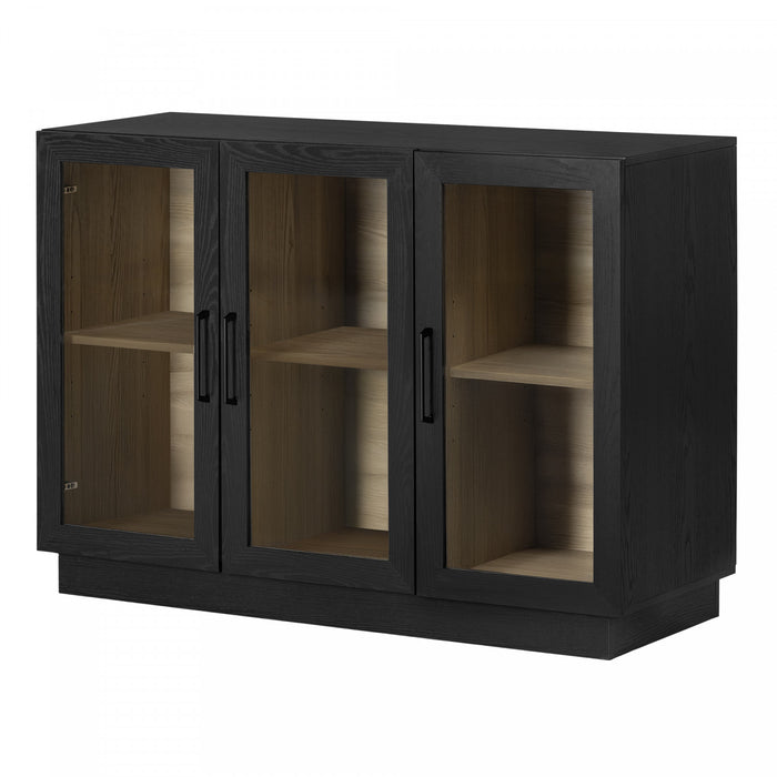 Arum Contemporary 3-Door Dining Room Buffet with doors Black Oak and Natural Ash - South Shore Kitchen Storage