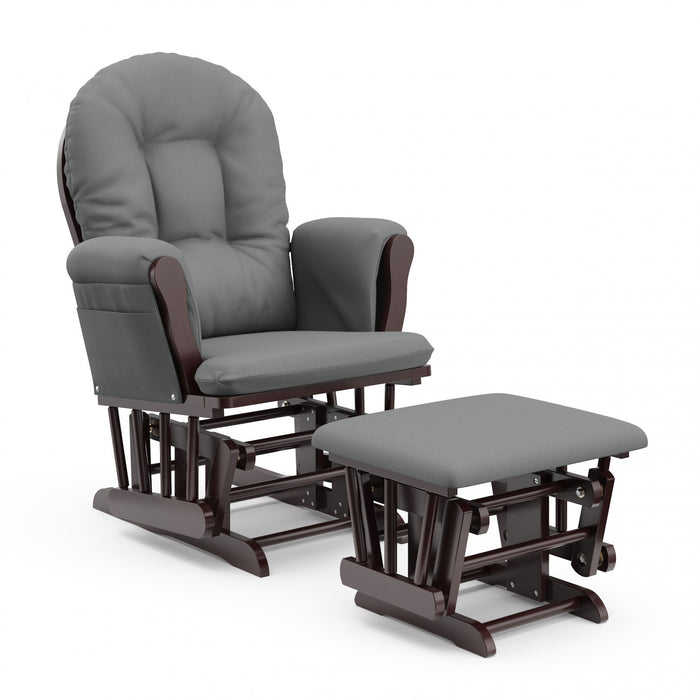 Storkcraft Hoop Glider and Ottoman - Espresso/Gray