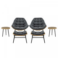 Benson Modern 3-Piece Lounge Chair Set in Gray - Set of 6 