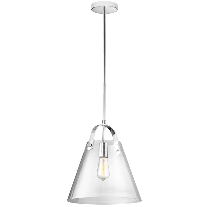 Dainolite Polly 1 Light Pendant Medium Polished Chrome Finish Clear Glass Lamp