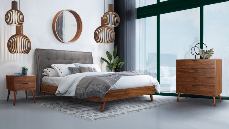 Flashby Nightstand With 2 Drawers, Faux Walnut