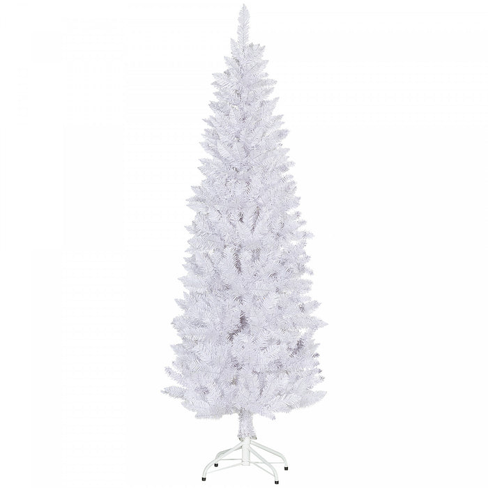 Homcom 6ft Tall Pencil Artificial Christmas Tree With Steel Base, White