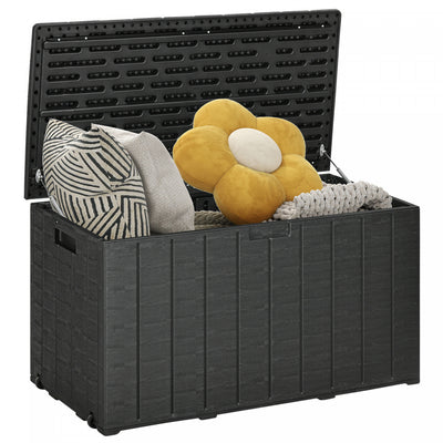 Outsunny 81 Gallon Garden Storage Box, Storage Container, Black