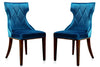Manhattan Comfort Set of 2 Reine Cobalt Velvet Dining Chairs - Blue & Walnut