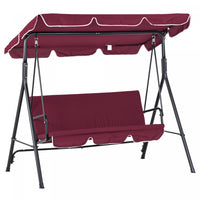 Outsunny 3-seat Patio Swing Chair, Outdoor Porch Swing Glider With Adjustable Canopy, Removable Cush