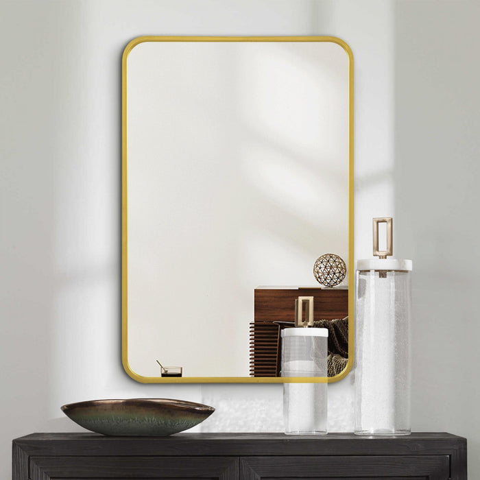 Arcus 30\" X 40\" Hand Crafted Rectangular Round Mirror - Gold