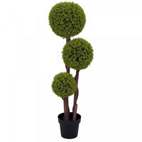 HOMCOM 45 Inch Artificial Boxwood Triple Ball Topiary Tree, Green