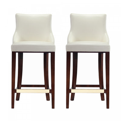 Shubert Modern Wood Upholstered Barstool in Ivory - Set of 2 | Tabouret de bar moderne en bois et tissu Shubert, ivoire - Lot de 2