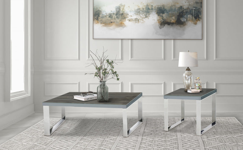 Sylph Coffee Table, Faux Wood & Stainless Steel