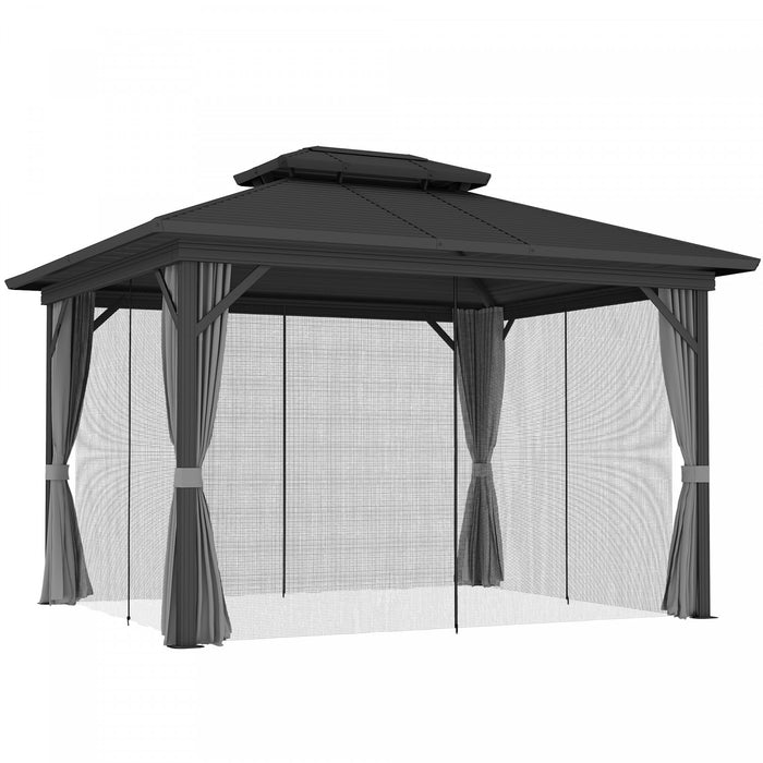 Outsunny 10' X 12' Hardtop Gazebo Outdoor Aluminum Gazebo, Light Grey