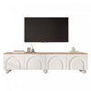 Nathan TV Stand with 4 Doors Large Storage,White | Nathan meuble TV – meuble avec 4 portes et grand espace de rangement, blanc