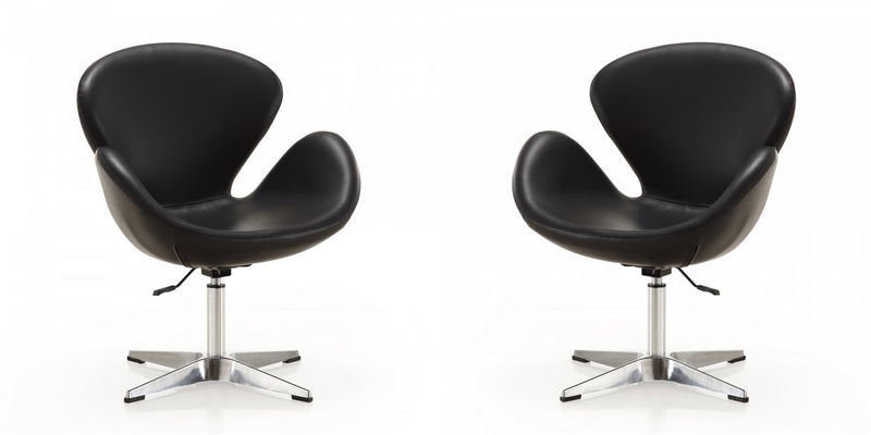 Raspberry Modern Upholstered Swivel Lounge Chair in Black - Set of 2 Accent Chair