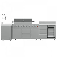 FORNO Bulnes Outdoor Kitchen 84,000 BTU Stainless Steel BBQ & White Sintered Stone Countertops - FODKT2520WHT