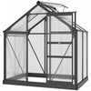 Outsunny 6' X 4' Clear Polycarbonate Greenhouse Walk-in Green House Garden Plants Grow Galvanized Ba|Outsunny Serre Chaude De Jardin De Plain-pied Avec Porte Coulissante