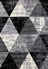 Covington Black White Grey Distressed Geometric Triangle Rug, 5'3