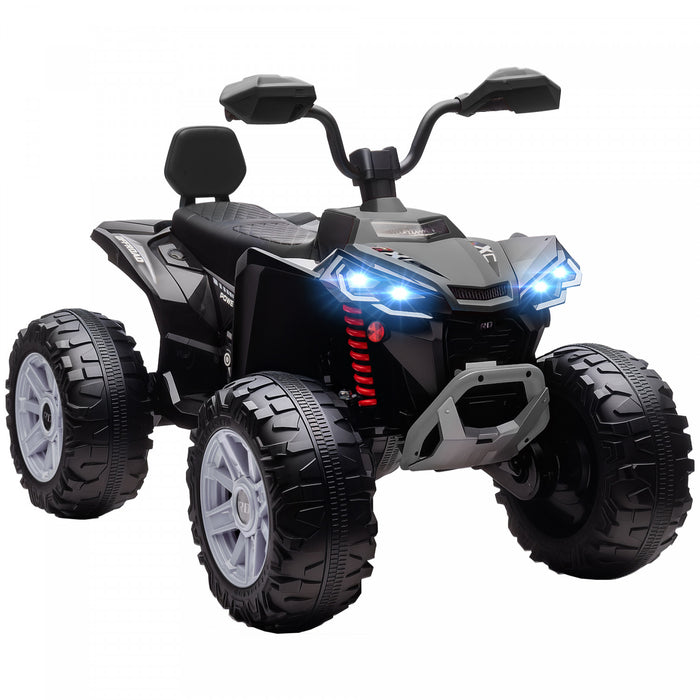 Qaba 24v Kids Atv, 2-seater Ride On Car For Kids, Battery Powered Electric Quad With 4 Suspension Wheels, High/low Speeds, Music, Headlights, For Boys And Girls, Black