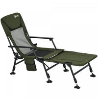 Outsunny Folding Fishing Bed Chair With Reclining Back Footrest Dark Green