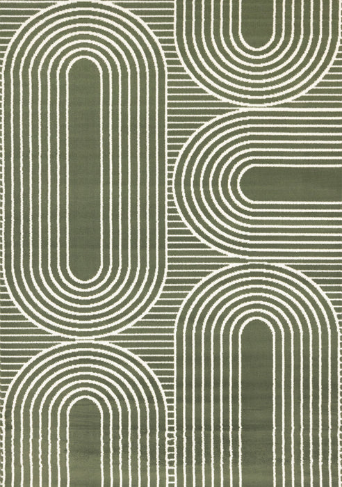 Florence Green White Modern Geometric Arches Rug, 2'7\" x 4'11\" Indoor Area Rug