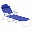 Outsunny Outdoor Lounge Chair With Adjustable Backrest, Blue