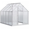 Outsunny 6' X 8' X 6.5' Polycarbonate Greenhouse, Walk-in Green House With Adjustable Roof Vent, Galvanized Base, Sliding Door And Rain Gutter For Outdoor, Garden, Backyard, Clear