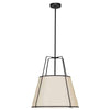 Dainolite Trapezoid 1 Light Pendant Black/Cream Shade White Fabric Diffuser Lamp