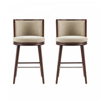 Evalyn Modern Wood Upholstered Barstool in Natural - Set of 2