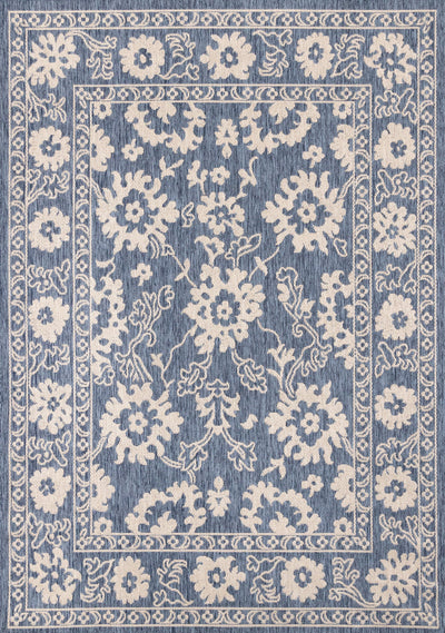 Cabana Blue White Elegant Border Outdoor Rug, 7'10" x 10'6" Outdoor Area Rug | Tapis d'exterieur Cabana bleu et blanc a bordure elegante, 7'10" x 10'6"