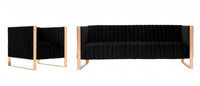 Trillium Mid-Century Modern 2-Piece Sofa Set in Black 